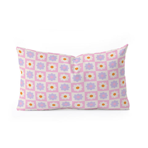 Grace Retro Flower Pattern II Oblong Throw Pillow