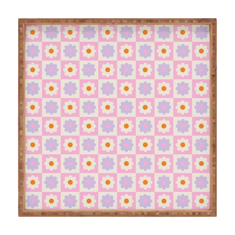 Grace Retro Flower Pattern II Square Tray