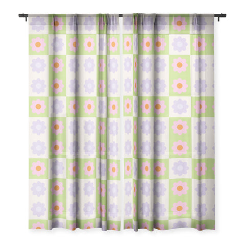 Grace Retro Flower Pattern III Sheer Window Curtain