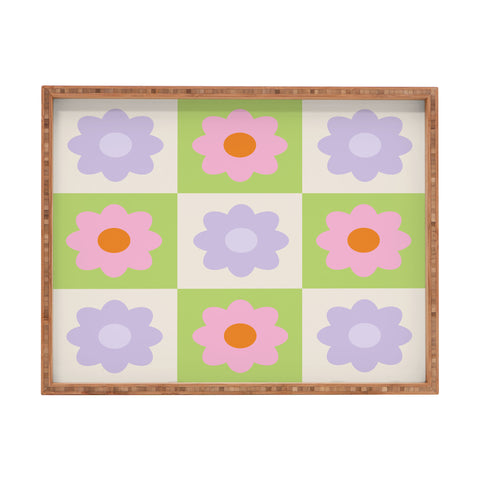 Grace Retro Flower Pattern III Rectangular Tray