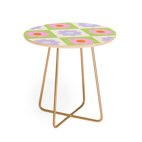 Grace Retro Flower Pattern III Round Side Table