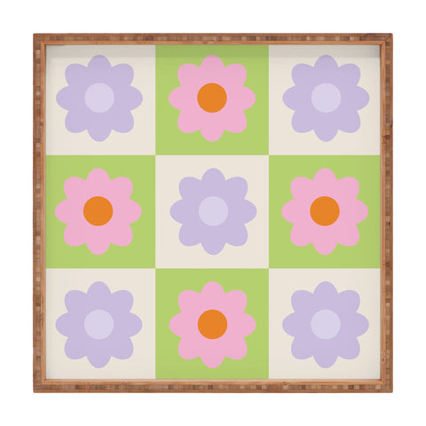 Grace Retro Flower Pattern III Square Tray