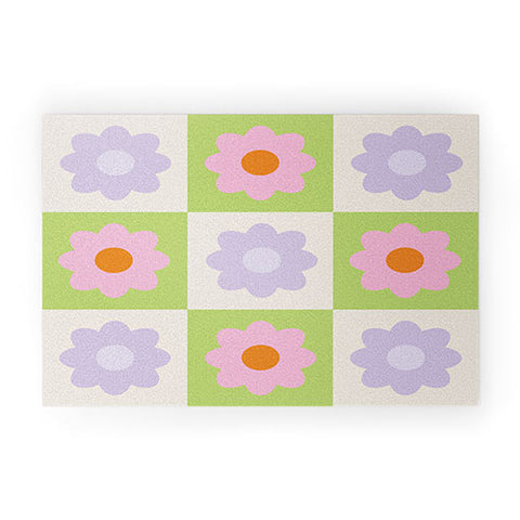 Grace Retro Flower Pattern III Welcome Mat