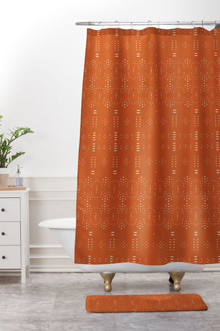 Grace Saona Pattern Terracota Shower Curtain And Mat