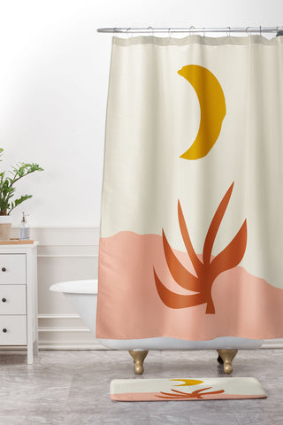 Grace Waxing Crescent Moon Shower Curtain And Mat