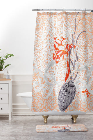 Hadley Hutton Coral Sea Collection 2 Shower Curtain And Mat