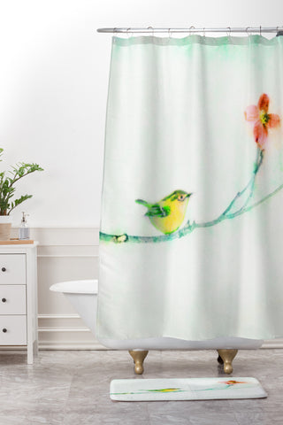Hadley Hutton Golden Wren Shower Curtain And Mat