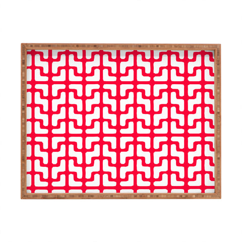 Hadley Hutton Lattice Jags Red Rectangular Tray