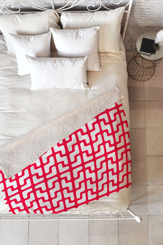 Hadley Hutton Lattice Jags Red Fleece Throw Blanket
