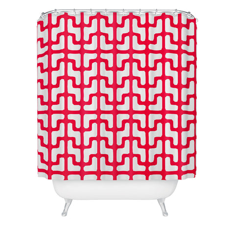 Hadley Hutton Lattice Jags Red Shower Curtain