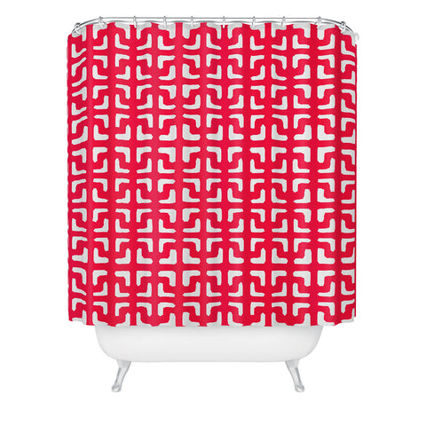 Hadley Hutton Lattice Pieces Red Shower Curtain