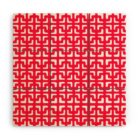 Hadley Hutton Lattice Pieces Red Wood Wall Mural