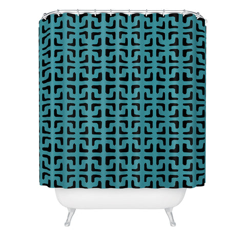Hadley Hutton Lattice Pieces Teal Shower Curtain