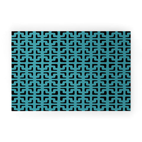 Hadley Hutton Lattice Pieces Teal Welcome Mat