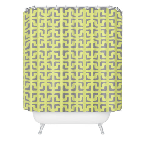 Hadley Hutton Lattice Pieces Yellow Shower Curtain