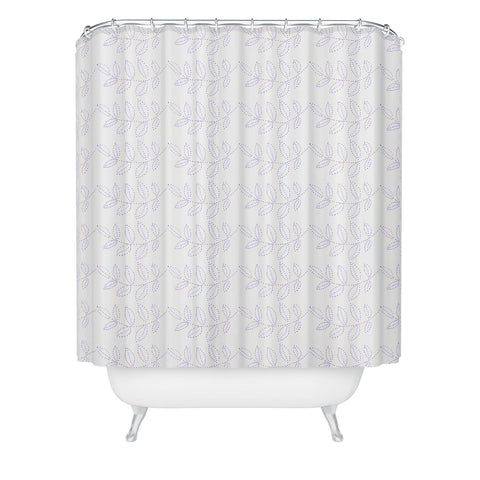 Hadley Hutton Leaf Scallops Blue Shower Curtain