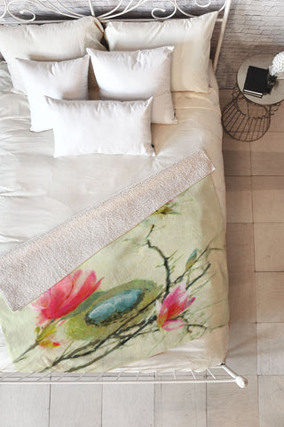 Hadley Hutton Magnolia Bird Fleece Throw Blanket