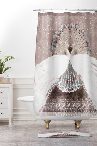 Hadley Hutton Pair Of Peacocks Shower Curtain And Mat