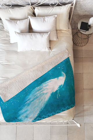 Hadley Hutton Starry Night Peacock Fleece Throw Blanket