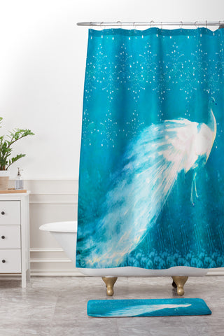 Hadley Hutton Starry Night Peacock Shower Curtain And Mat