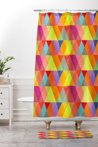 Hadley Hutton Triangular Diamonds 1 Shower Curtain And Mat