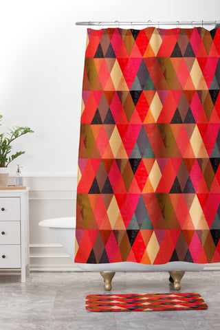 Hadley Hutton Triangular Diamonds 3 Shower Curtain And Mat