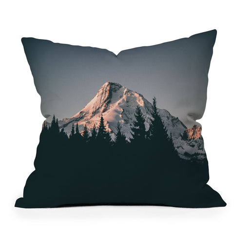 Hannah Kemp First Light on Mount Hood Throw Pillow