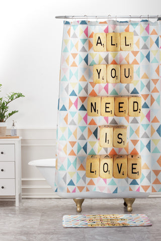 Happee Monkee All You Need Is Love 2 Shower Curtain And Mat