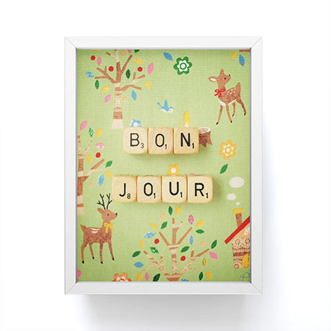 Happee Monkee Bonjour Framed Mini Art Print