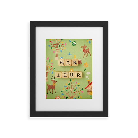 Happee Monkee Bonjour Framed Art Print