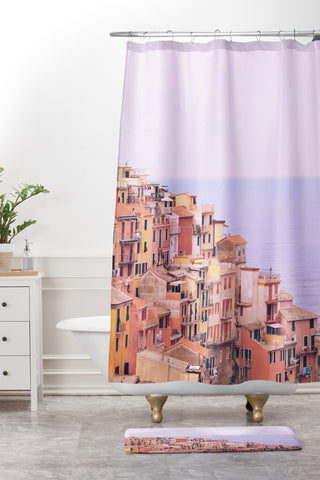 Happee Monkee Dreamy Cinque Terre Shower Curtain And Mat