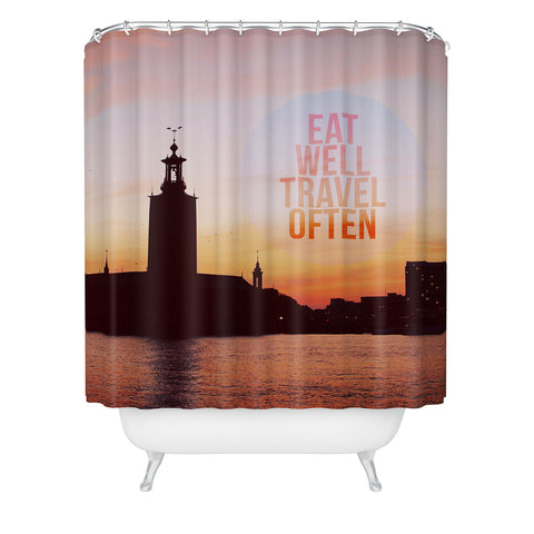 Happee Monkee Eat Well Travel Often Shower Curtain
