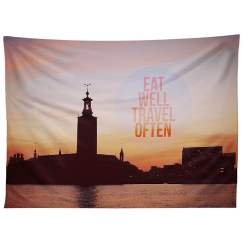 Happee Monkee Eat Well Travel Often Tapestry