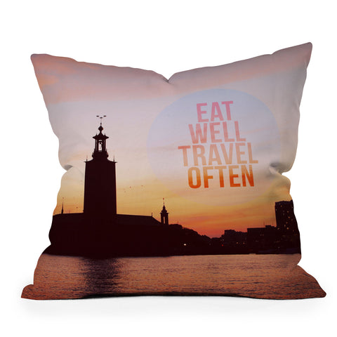 Happee Monkee Eat Well Travel Often Throw Pillow