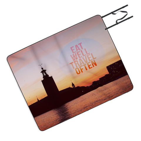 Happee Monkee Eat Well Travel Often Picnic Blanket