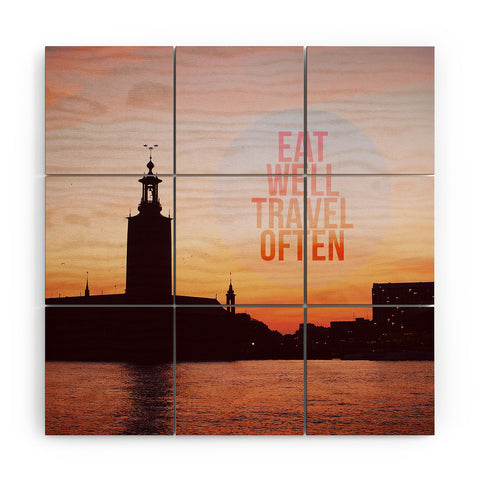 Happee Monkee Eat Well Travel Often Wood Wall Mural