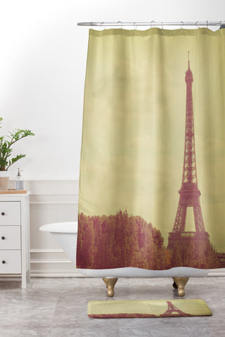 Happee Monkee Eiffel Tower Shower Curtain And Mat