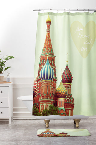Happee Monkee From Russia With Love Shower Curtain And Mat