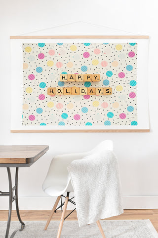 Happee Monkee Happy Holiday Baubles Art Print And Hanger