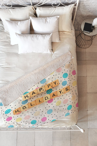 Happee Monkee Happy Holiday Baubles Fleece Throw Blanket
