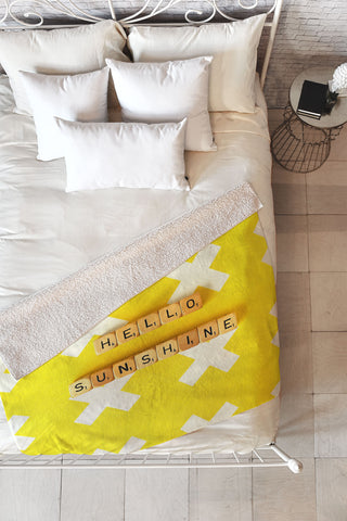 Happee Monkee Hello Sunshine Scrabble Fleece Throw Blanket