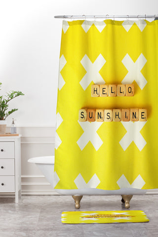 Happee Monkee Hello Sunshine Scrabble Shower Curtain And Mat