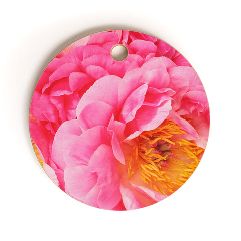 Happee Monkee Hot Pink Peony Cutting Board Round