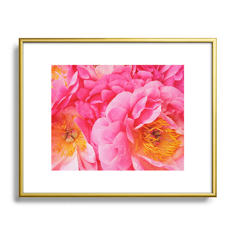 Happee Monkee Hot Pink Peony Metal Framed Art Print