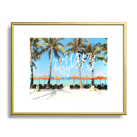 Happee Monkee I Am Very Busy Beach Series Metal Framed Art Print