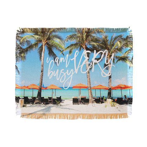 Happee Monkee I Am Very Busy Beach Series Throw Blanket