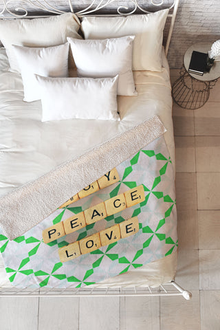 Happee Monkee Joy Peace Love Fleece Throw Blanket