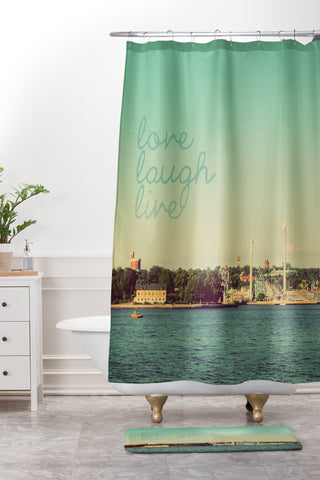 Happee Monkee Love Laugh Live Stockholm Shower Curtain And Mat