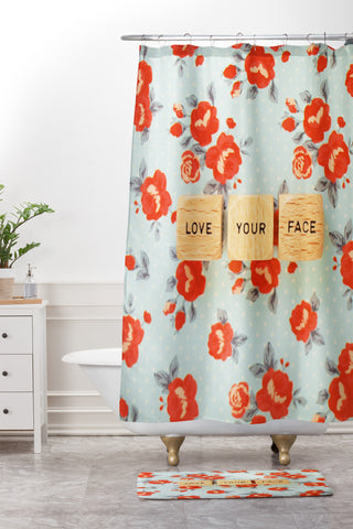 Happee Monkee Love Your Face Shower Curtain And Mat