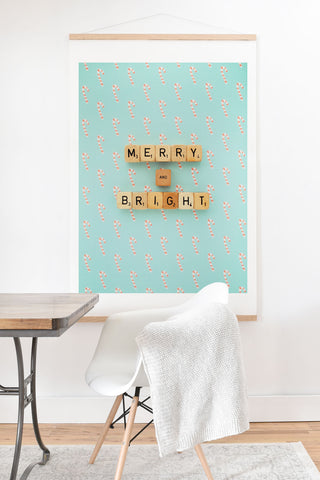 Happee Monkee Merry and Bright Candy Canes Art Print And Hanger